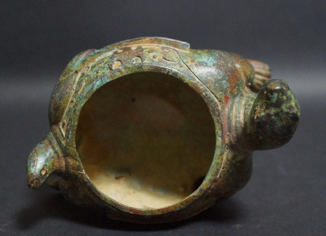 時代青銅製 金工細工 亀香炉 薫香炉 銘文付『亀の置物』 オブジェ 古美術茶道具