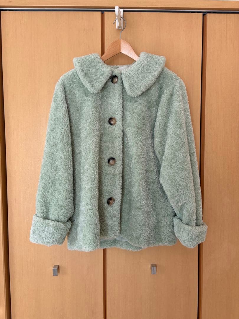 ruby and you ファーライクテディジャケット ミントグリーン