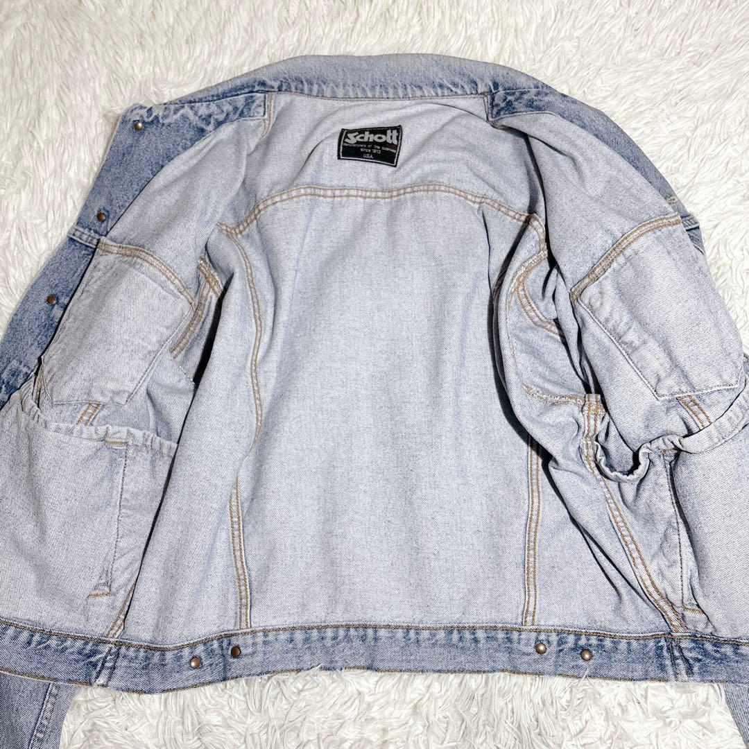 Schott NYC デニムジャケット XL 大きいサイズ 00s 短丈 ワイド