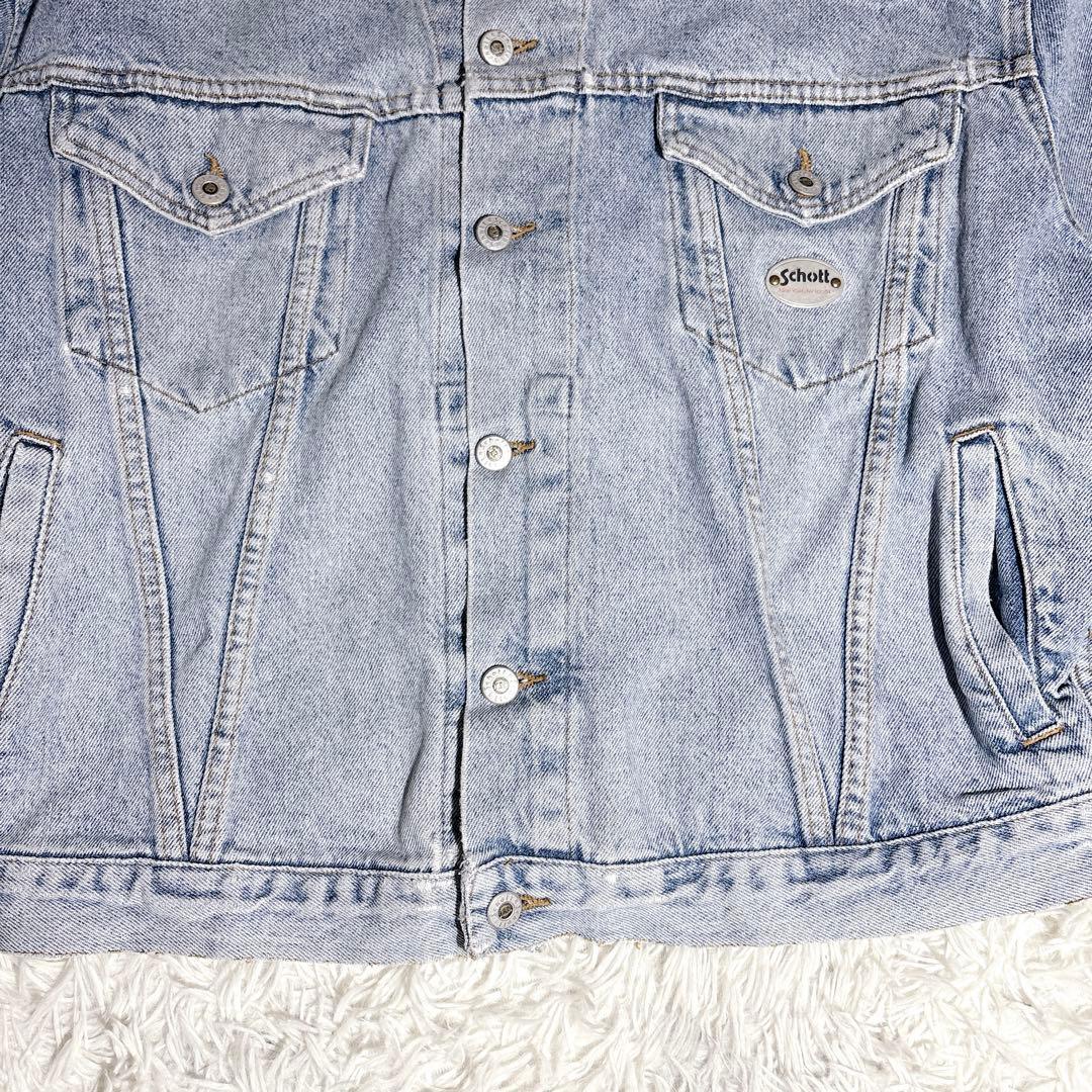 Schott NYC デニムジャケット XL 大きいサイズ 00s 短丈 ワイド