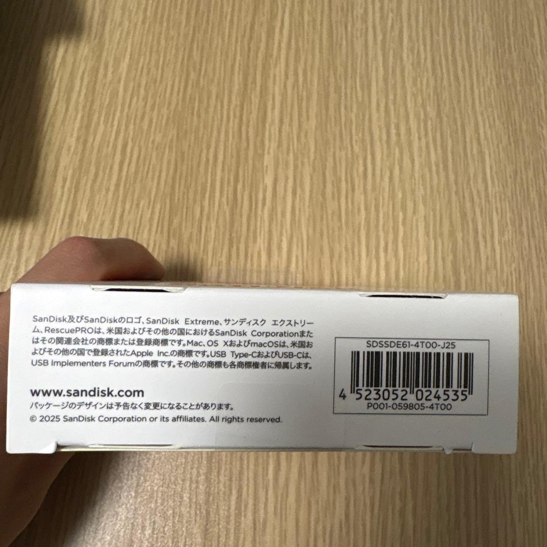 sandisk extreme 4tb ポータブルssd 新品未使用