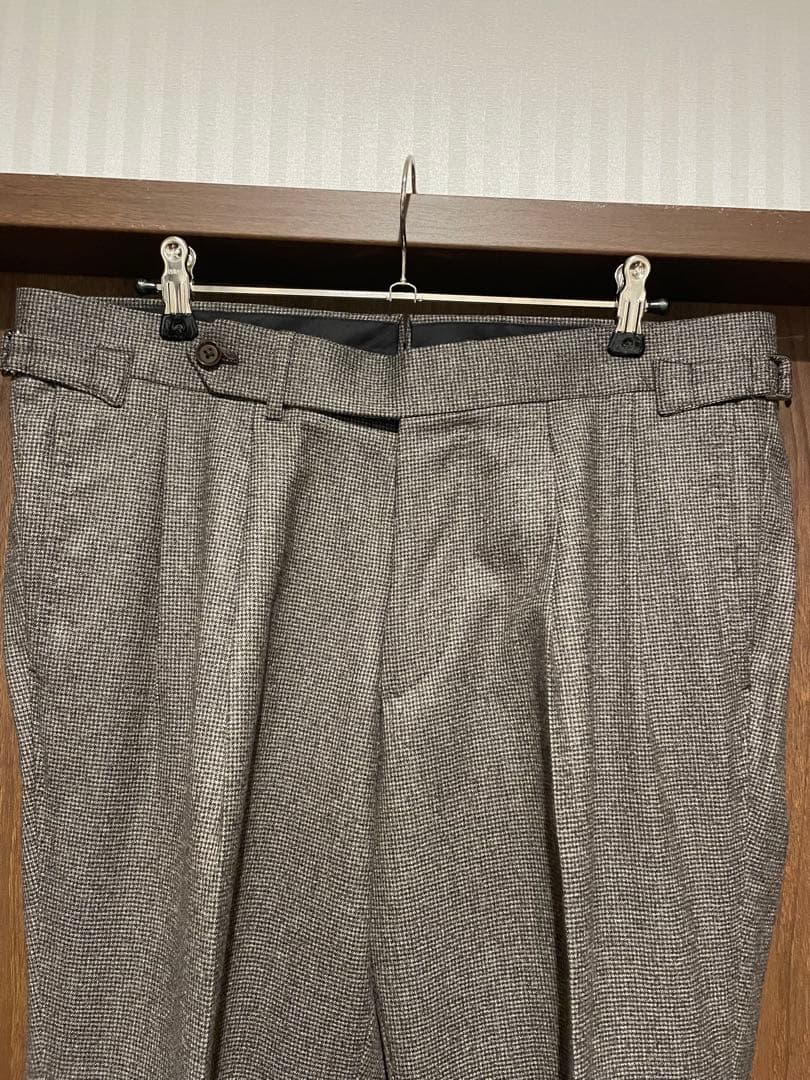 48 リングヂャケット ウール スラックス サイドアジャスター ブラウンチェック