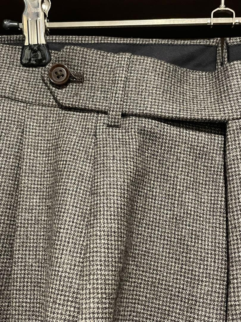 48 リングヂャケット ウール スラックス サイドアジャスター ブラウンチェック