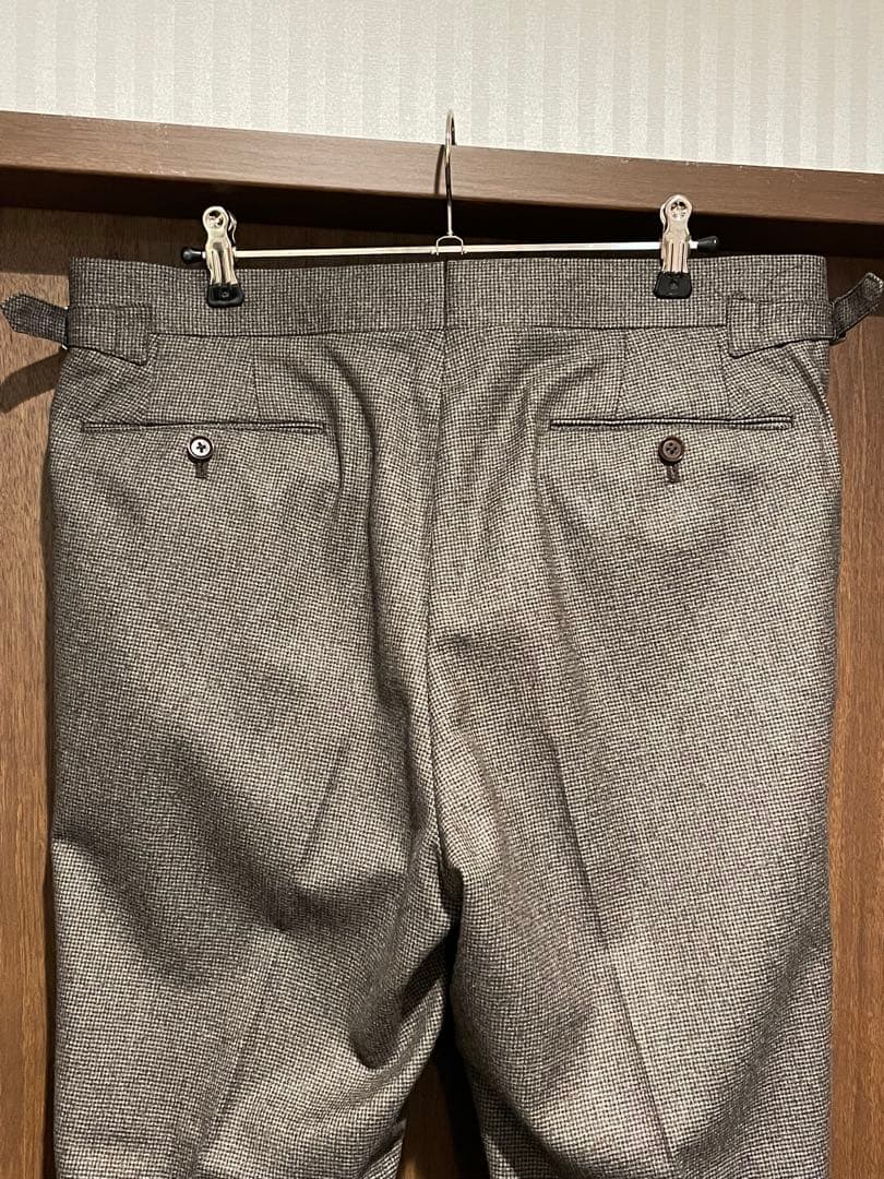 48 リングヂャケット ウール スラックス サイドアジャスター ブラウンチェック