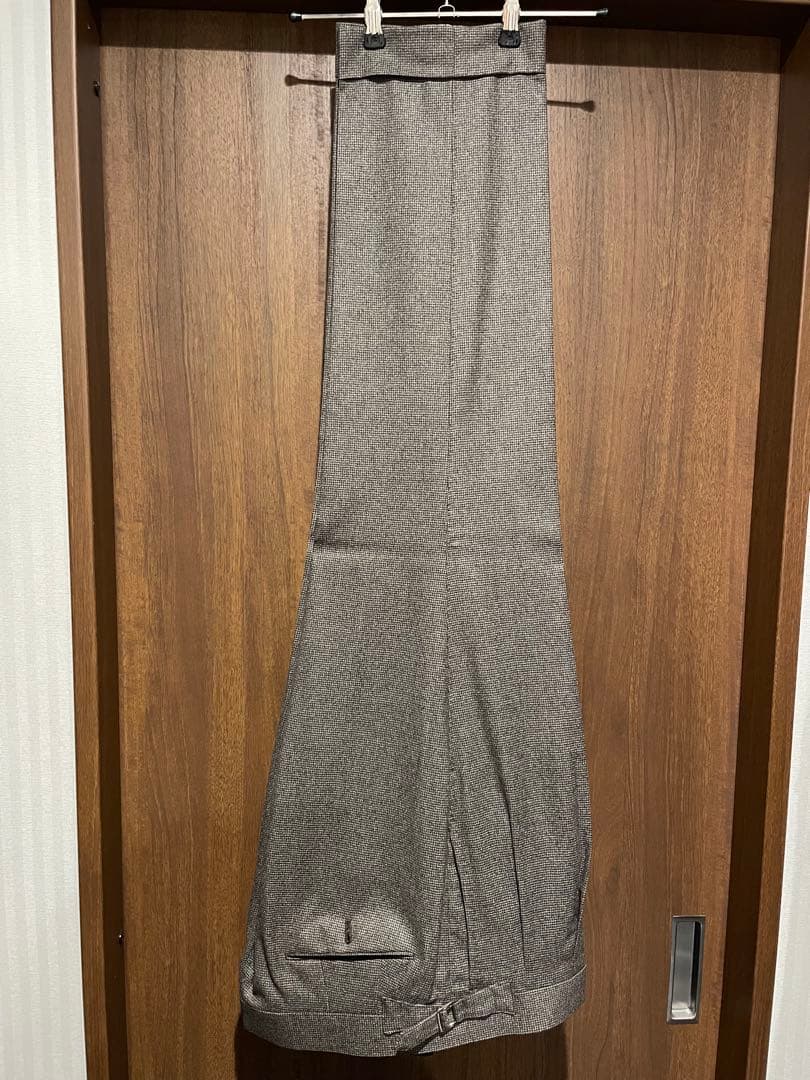 48 リングヂャケット ウール スラックス サイドアジャスター ブラウンチェック