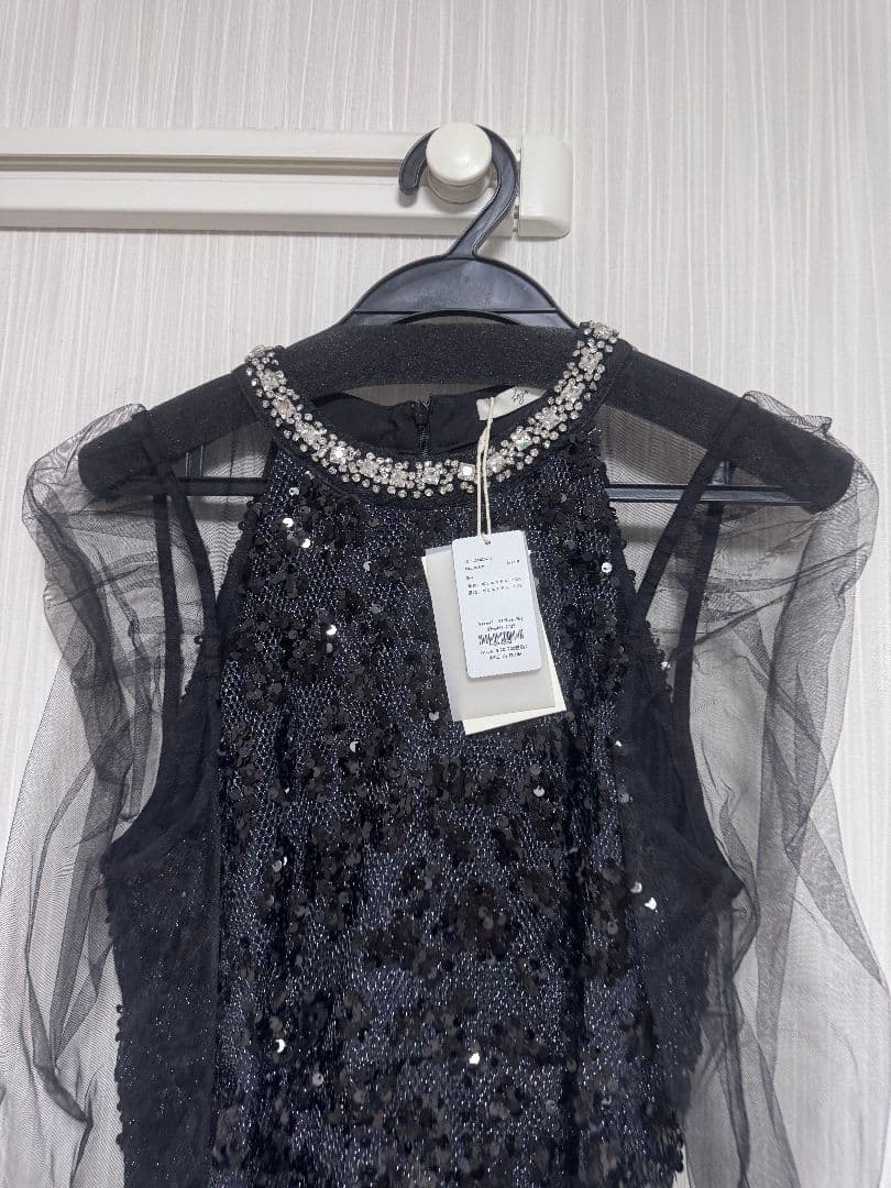 【新品タグ付】LEJA ビジューネックスパンコールシアーマーメイドワンピース