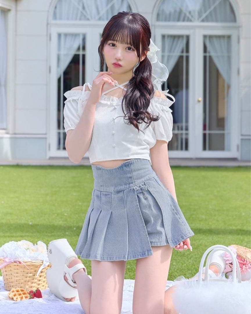 ミシェルマカロンミニ丈プリーツスカート