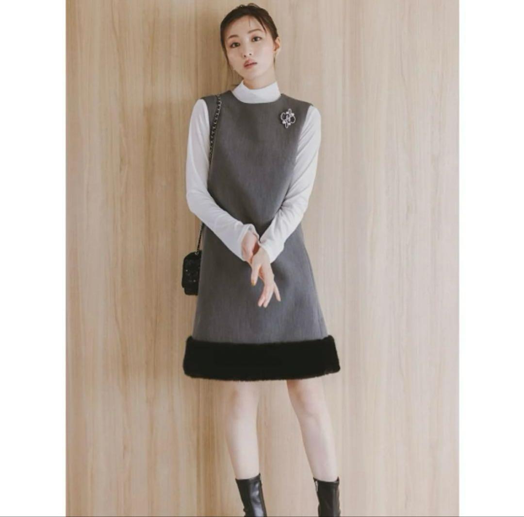 セルフォード♡ノースリーブ 膝丈ワンピース グレー