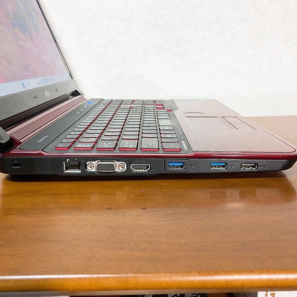 168 富士通 赤 ノートPC 初心者用ガイド本付