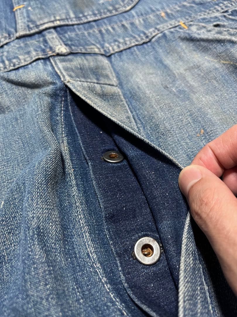 【vintage】大戦モデル 月桂樹ボタン オーバーオール ドーナツボタン