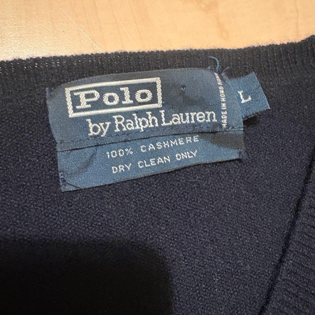 90s ラルフローレン カシミヤ100%ニット セーター ポニー無し ネイビー