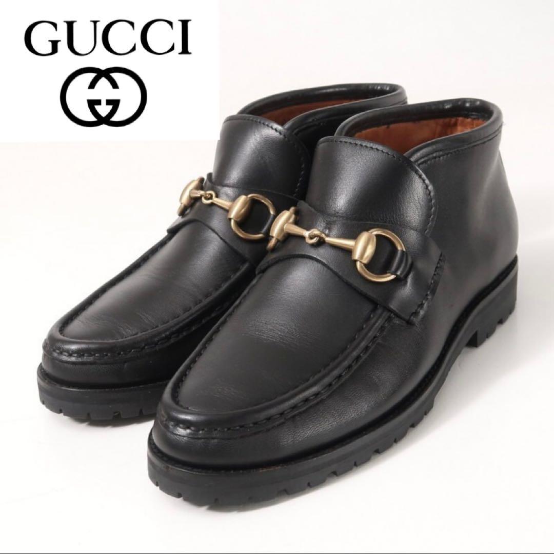 【美品】GUCCI グッチ ホースビット チャッカブーツ レザー ブラック