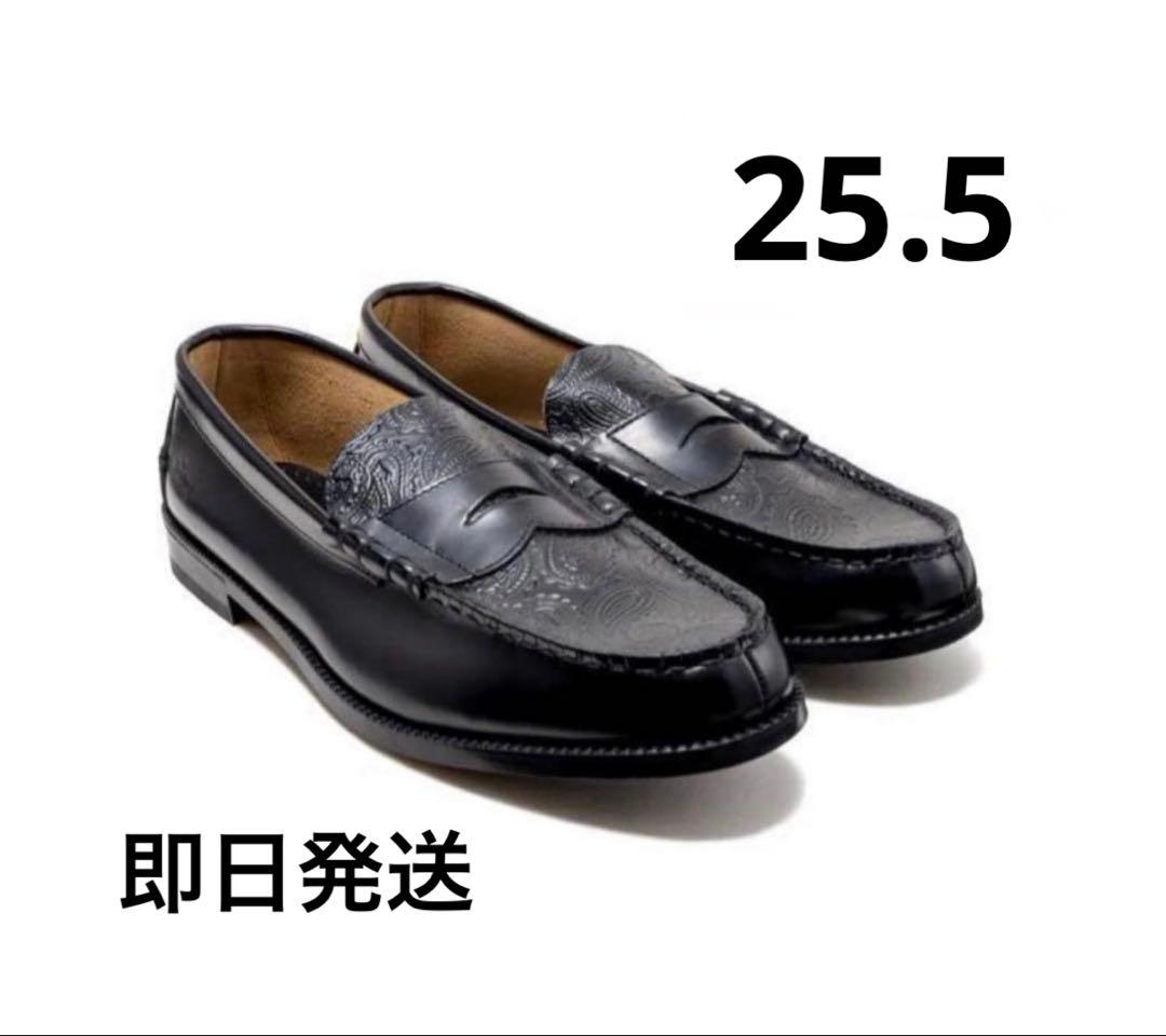 靴 kenford EMBOSSED LOAFERS BLACK PAISLEY