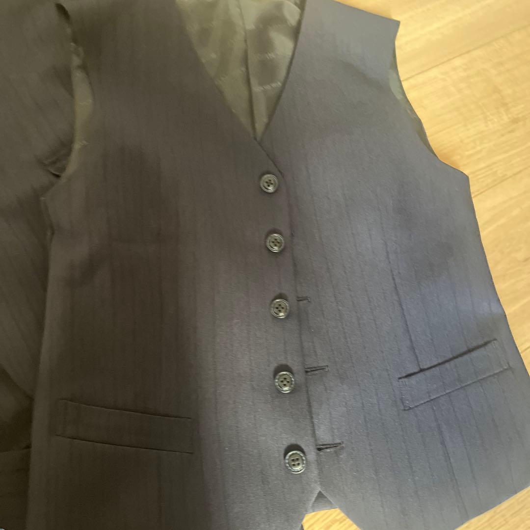 ネイビー スーツ・ベストセット シャツ・ネクタイ付き　卒業式男子　160