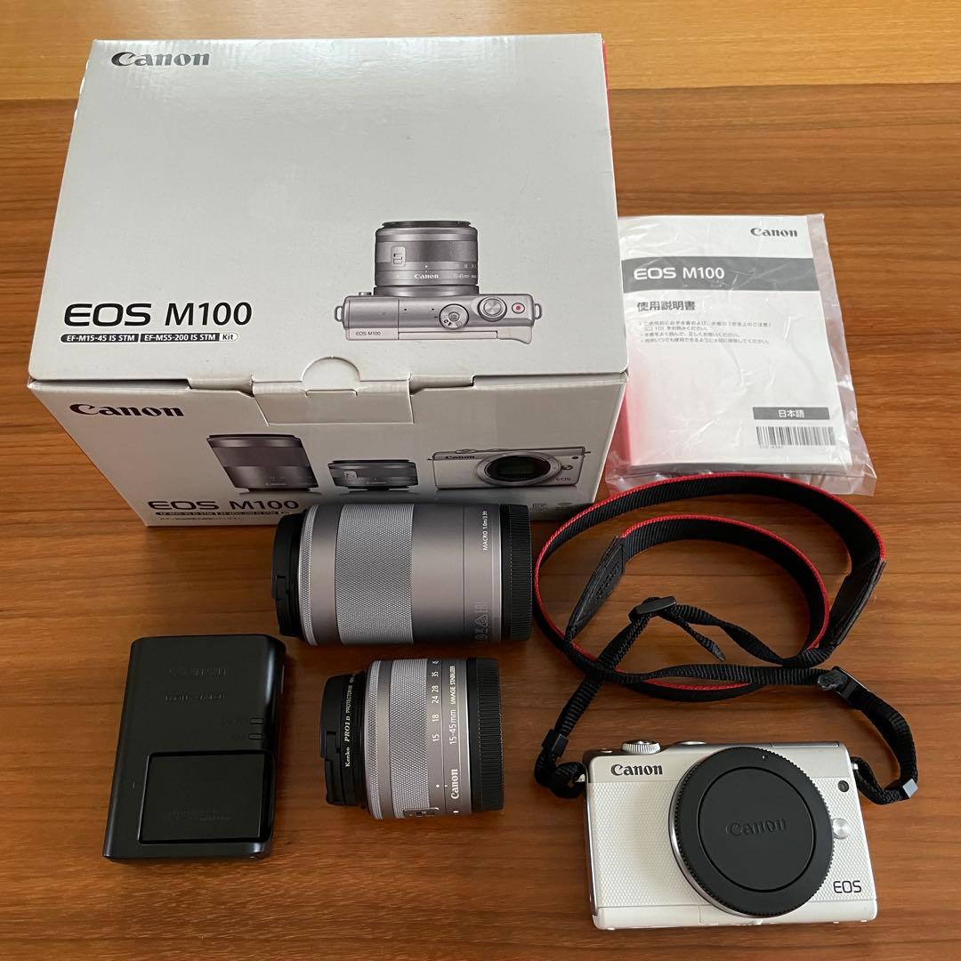 Canon EOS M100 ホワイト ダブルレンズキット　おまけ付き