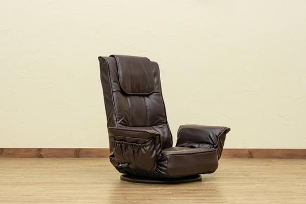 レバー式　14段　リクライニング　360度回転　座椅子　PVCレザー