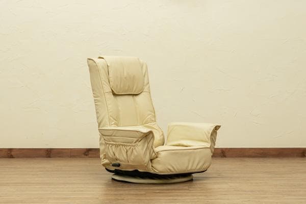 レバー式　14段　リクライニング　360度回転　座椅子　PVCレザー