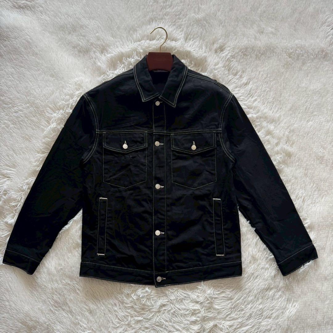 ZARA✨デニム　セットアップ　上下　ブラックデニム　ステッチ　M