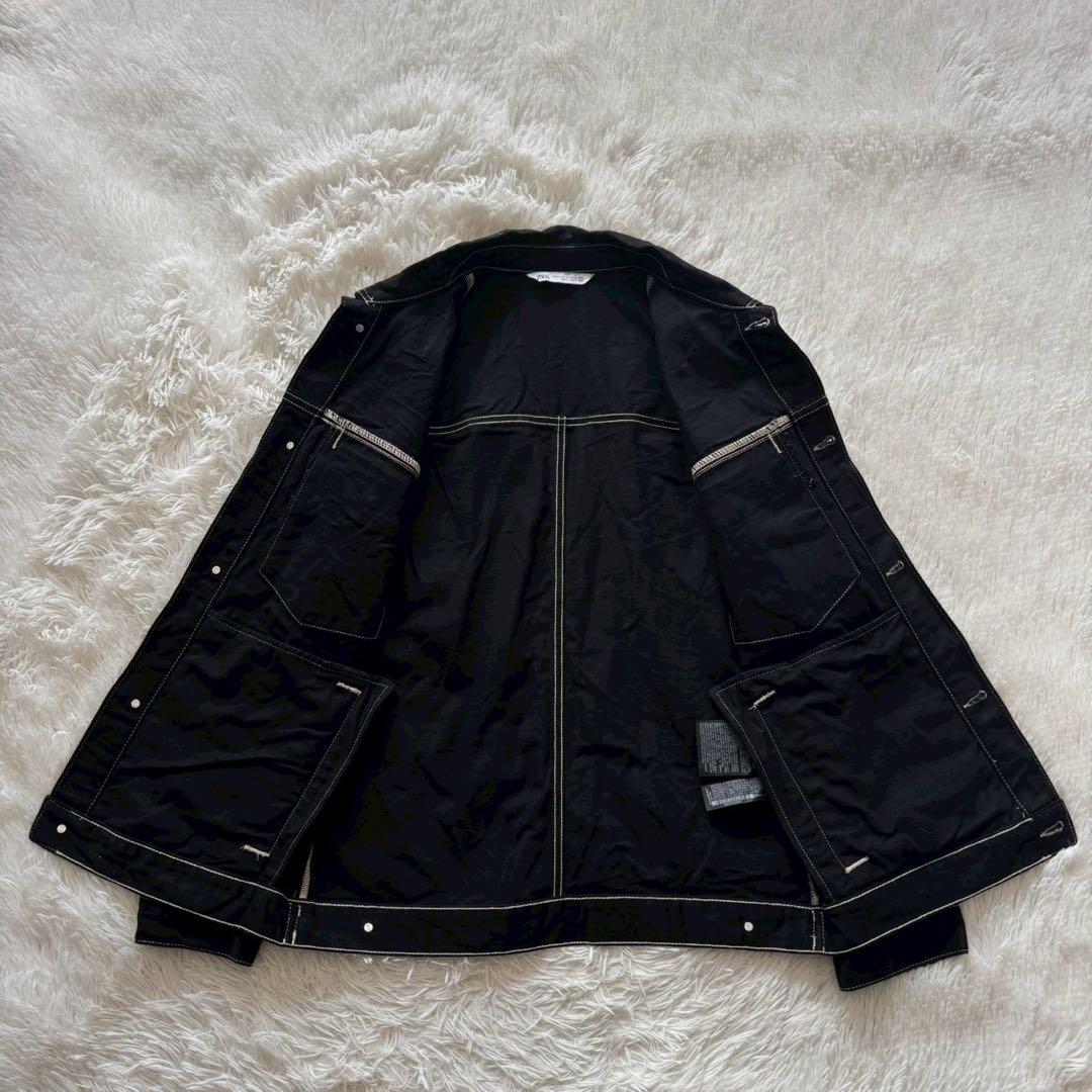 ZARA✨デニム　セットアップ　上下　ブラックデニム　ステッチ　M