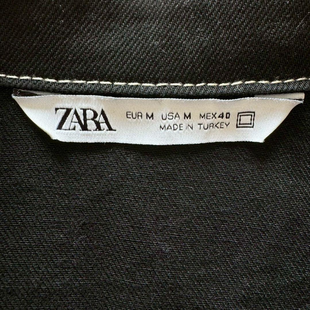 ZARA✨デニム　セットアップ　上下　ブラックデニム　ステッチ　M