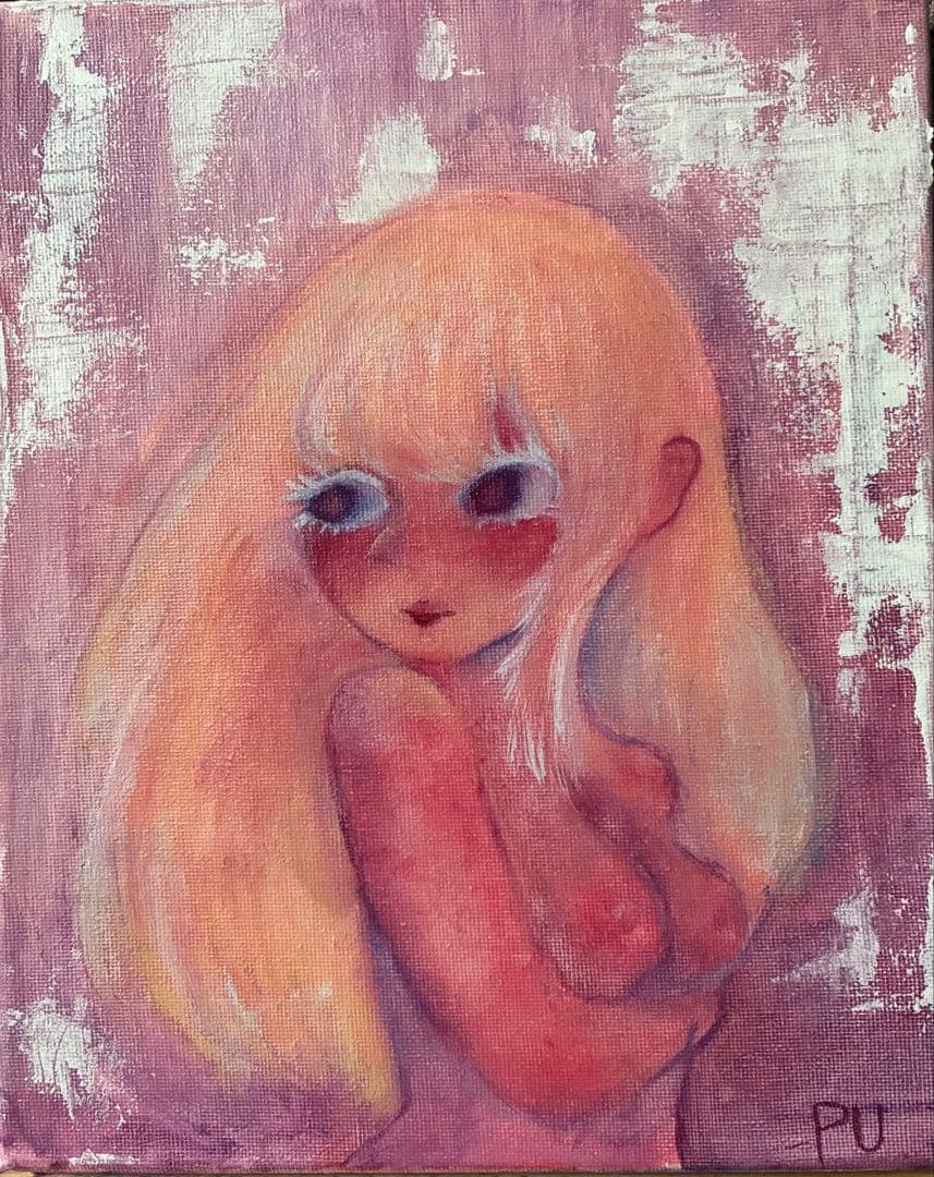 油絵 アート オリジナル 絵画 イラスト 人物画 女の子 病みかわいい 一点物