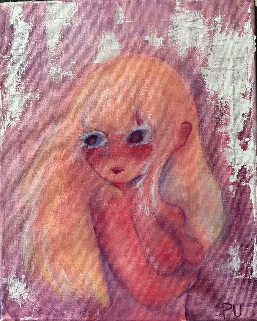 油絵 アート オリジナル 絵画 イラスト 人物画 女の子 病みかわいい 一点物