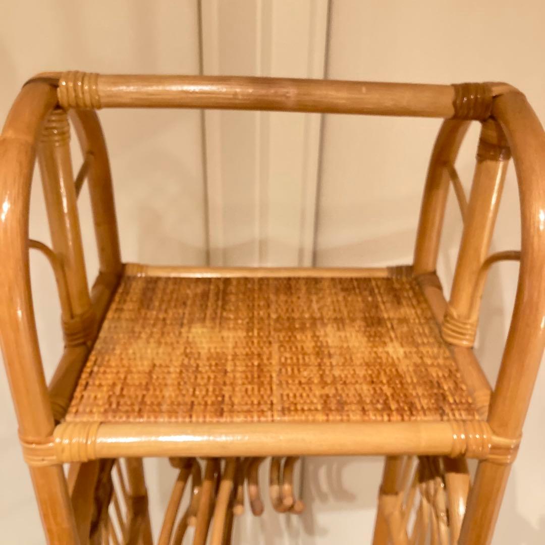 籐家具　ラタン ハンガーラック 上棚付き