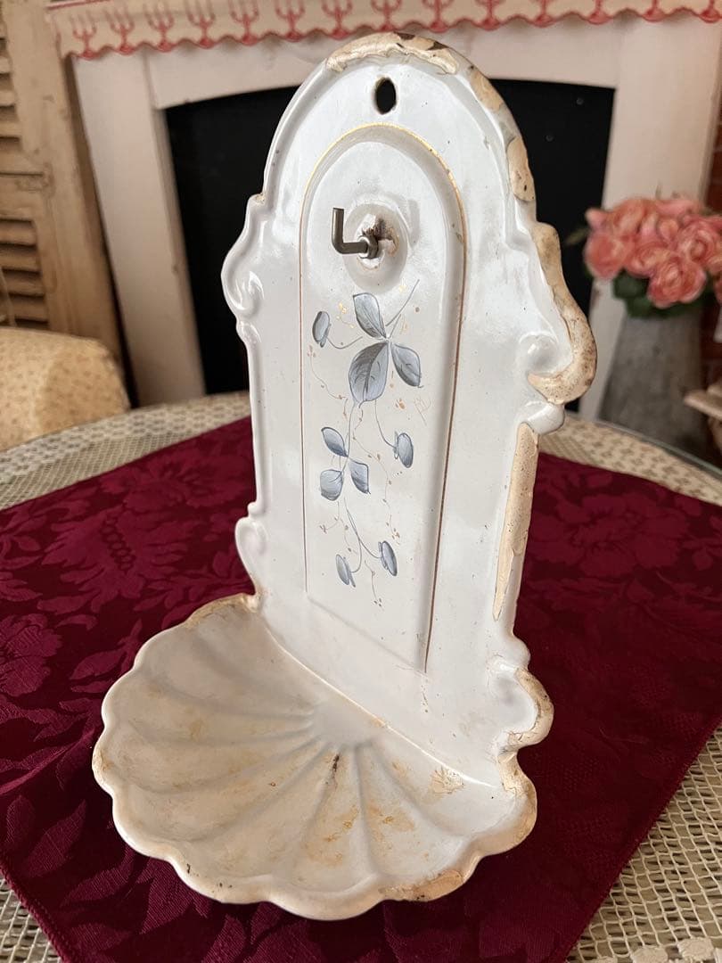 フレンチアンティーク ホーローカップホルダー カップ&ソープラック