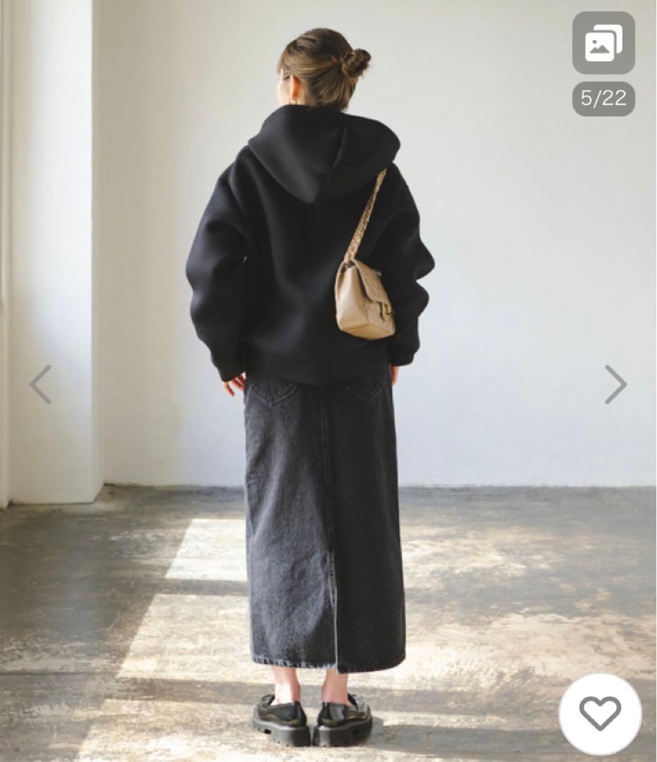 NOBLE ダンボールニットフーデットパーカー　ブラック