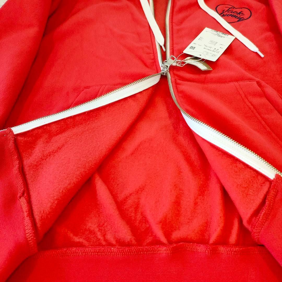 新品Jack bunny裏起毛4WAYストレッチフルジップフーディパーカー赤L