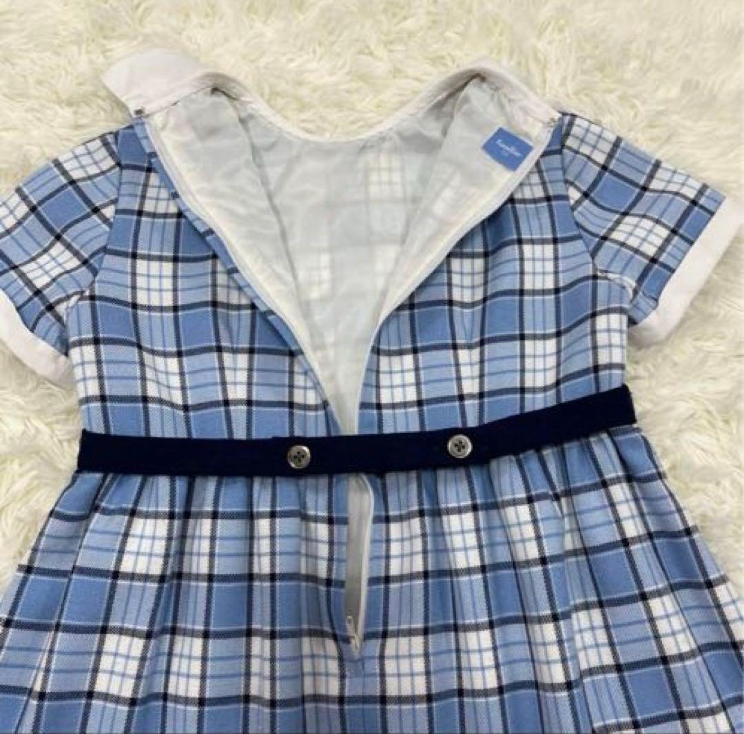 美品✨ファミリア120 フォーマルアンサンブルスーツ白襟ワンピース 卒園式入学式