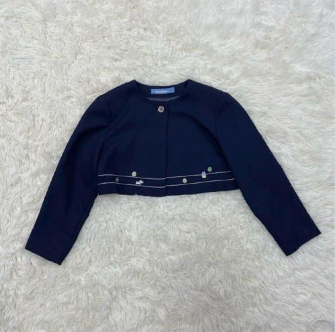 美品✨ファミリア120 フォーマルアンサンブルスーツ白襟ワンピース 卒園式入学式