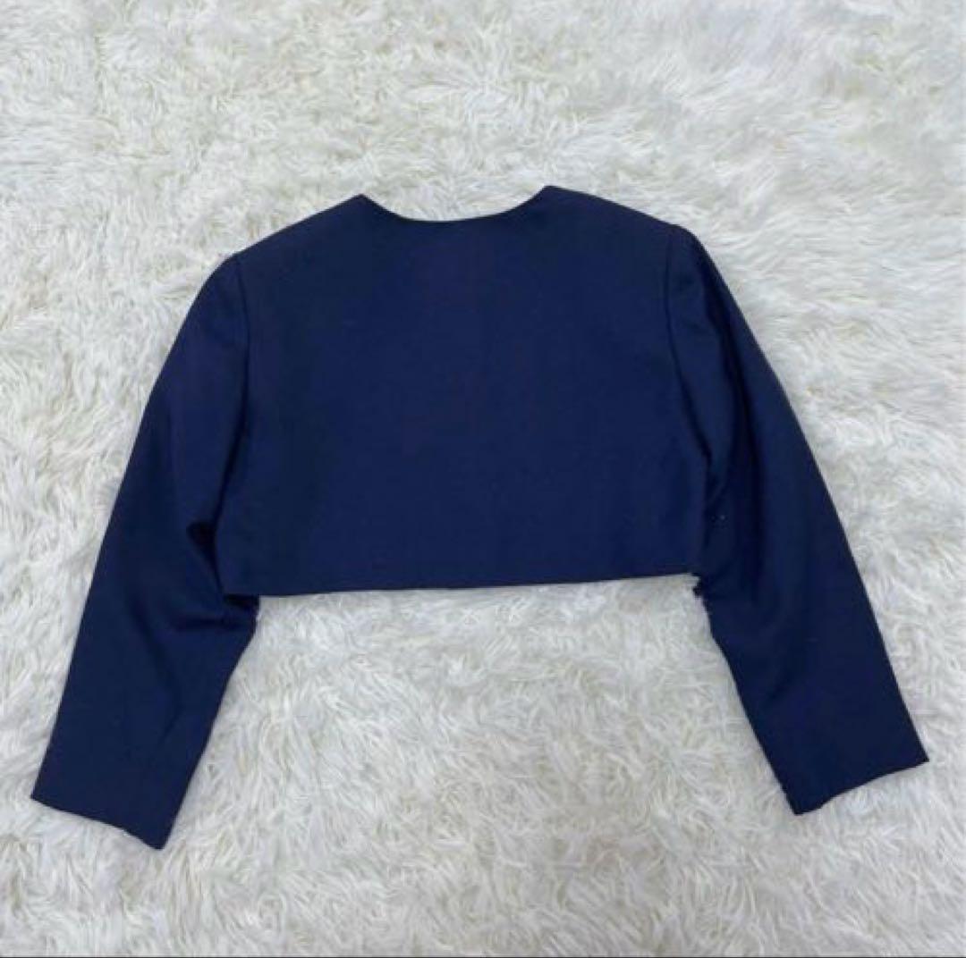 美品✨ファミリア120 フォーマルアンサンブルスーツ白襟ワンピース 卒園式入学式