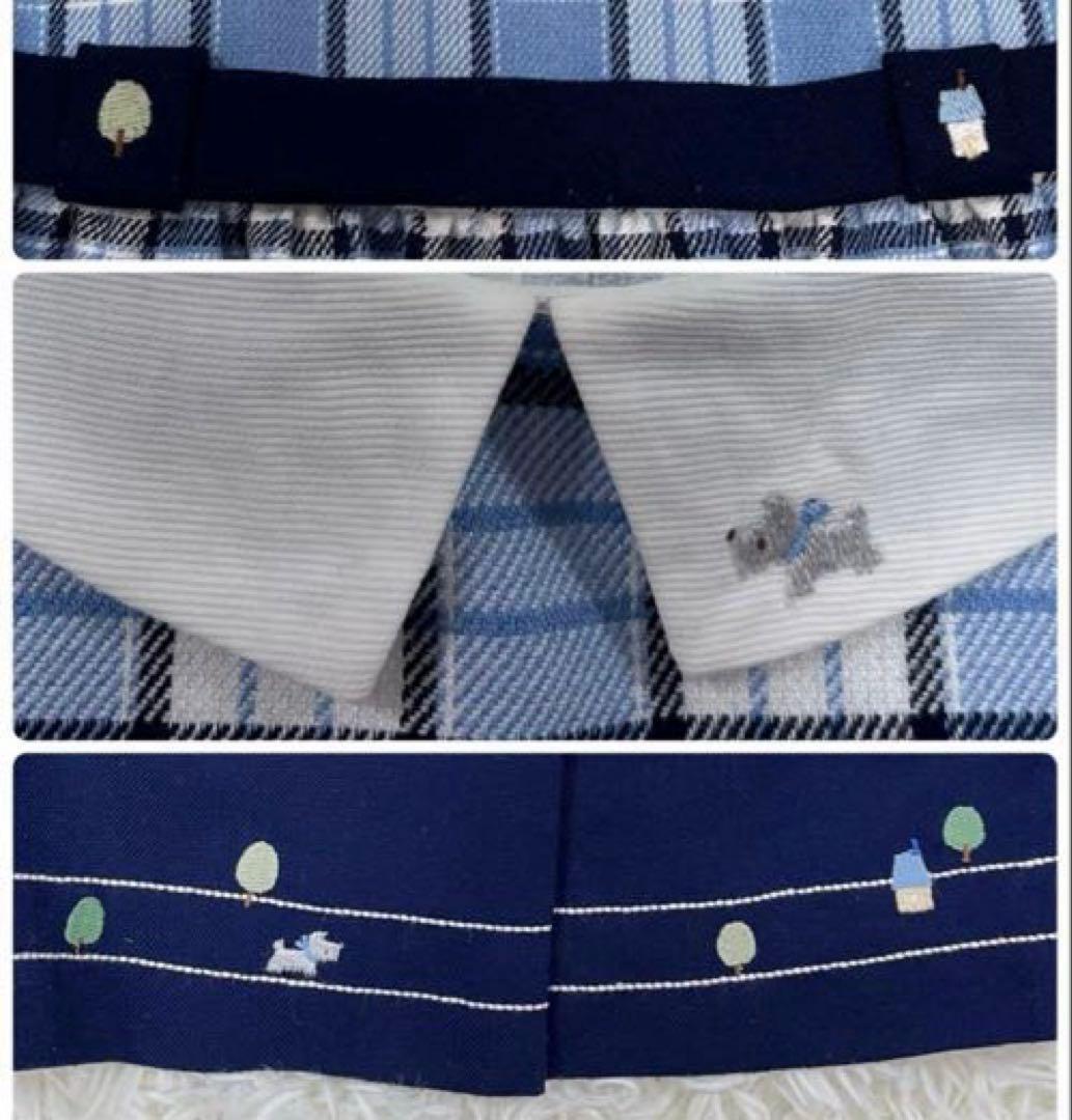 美品✨ファミリア120 フォーマルアンサンブルスーツ白襟ワンピース 卒園式入学式