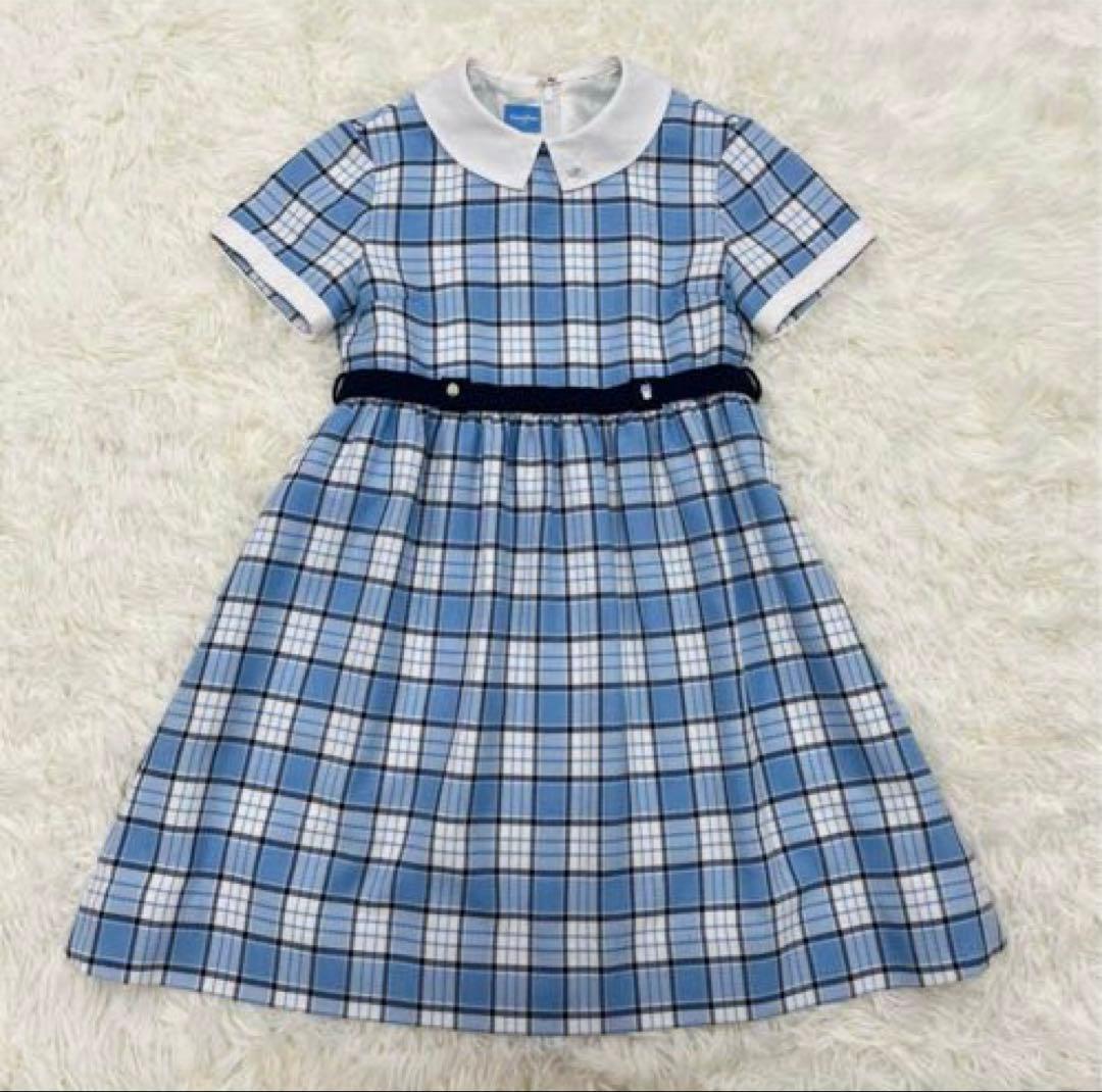 美品✨ファミリア120 フォーマルアンサンブルスーツ白襟ワンピース 卒園式入学式