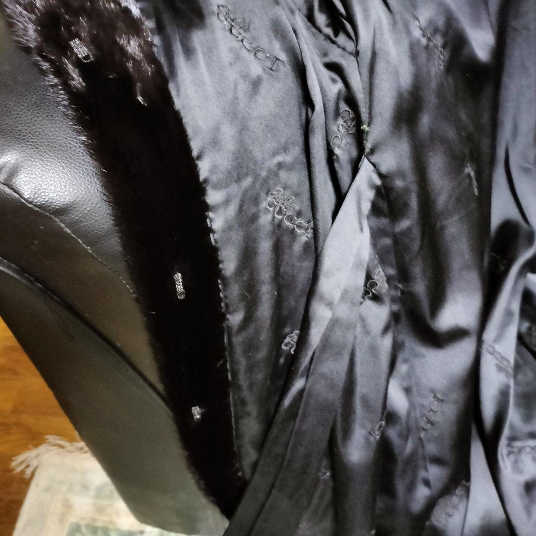 毛皮 ミンク超ロングコート　オーダーメイド　グッチ布内張り　全117cm　M~L