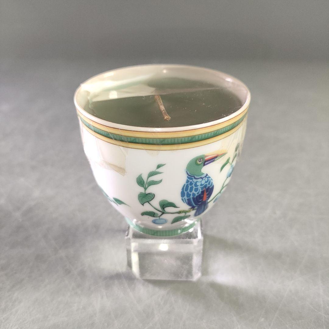 A1202-8/HERMES/エルメス トゥカン/陶器キャンドル/グリーン 鳥/