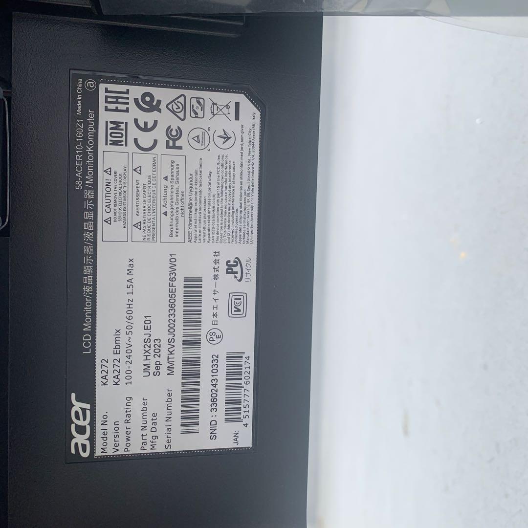 acer KA272.27インチモニター