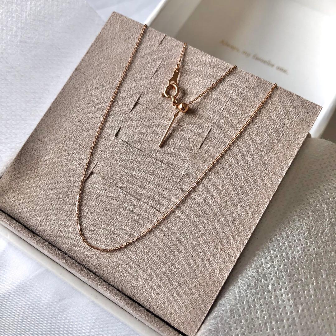 極美品 エテ K18MPG ミラーカットチェーンネックレス ミストピンクゴールド