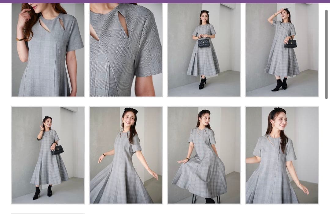 OBLI グレンチェックカットアウトドレス サイズ1