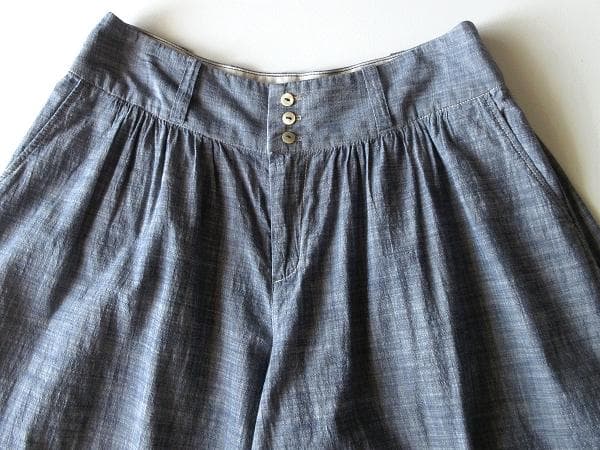 パラスパレス 貝釦 コットンシャンブレー ガウチョパンツ ワイドパンツ 3