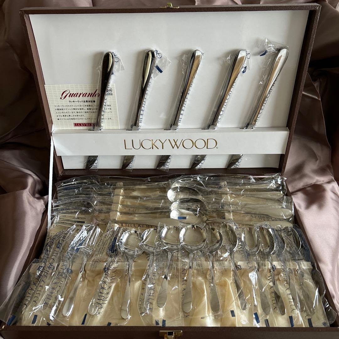 【未使用品】 LUCKY WOOD カトラリー 5客 30本セット