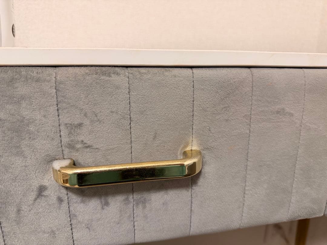 北欧風 LEDミラー付きドレッサー グレー 80cm