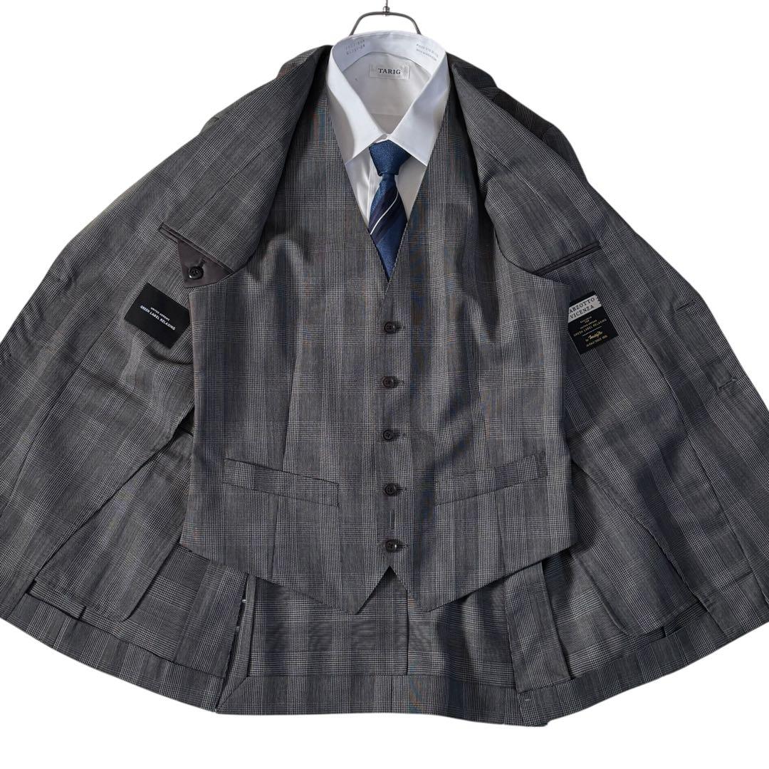 グリーンレーベルリラクシング スリーピース スーツ セットアップ　グレンチェック