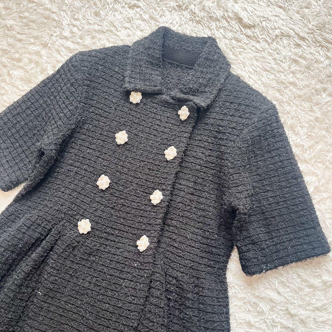 タグ付 2026年春夏 ルルウィルビー　ツイードニットワンピース　ボタンビジュ