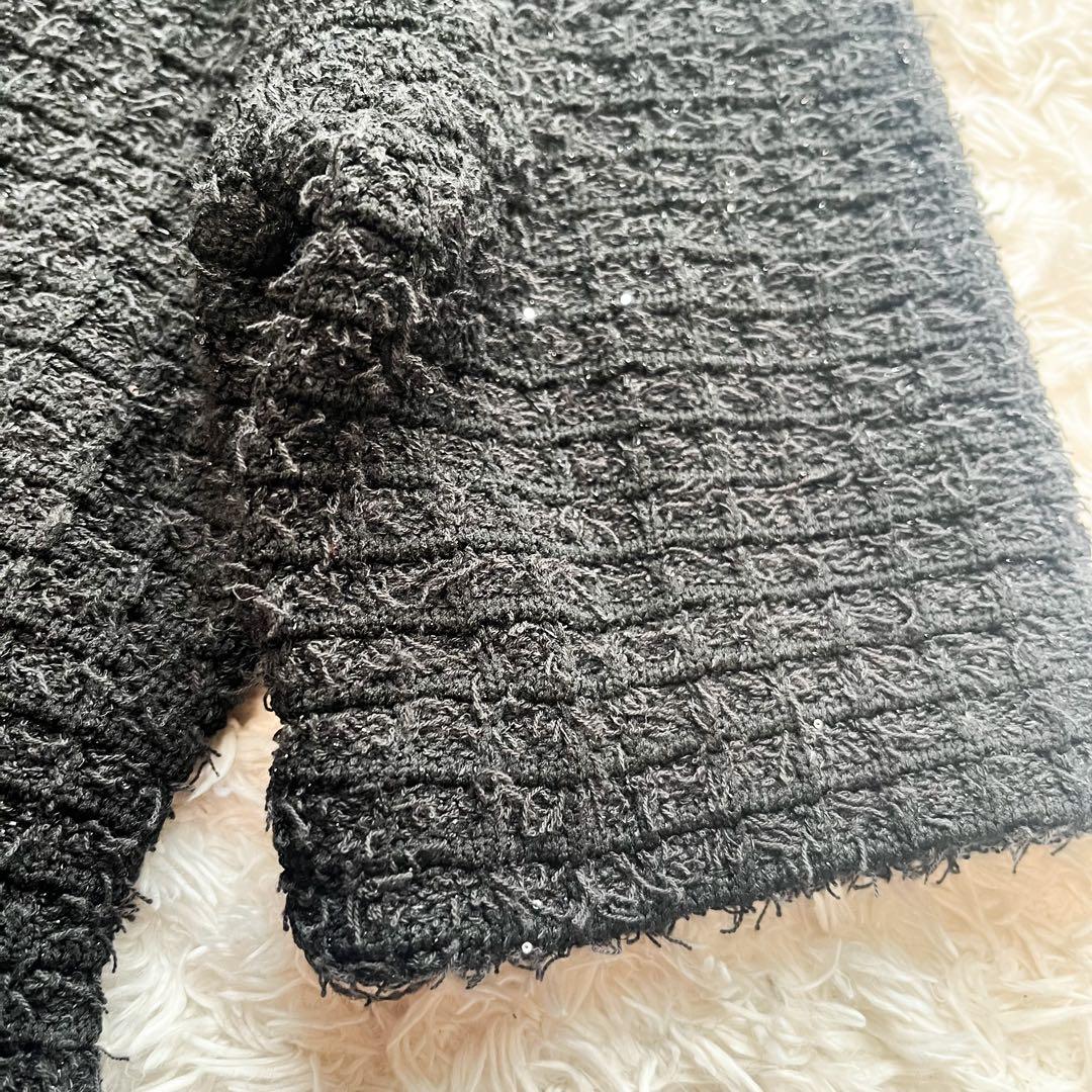 タグ付 2026年春夏 ルルウィルビー　ツイードニットワンピース　ボタンビジュ