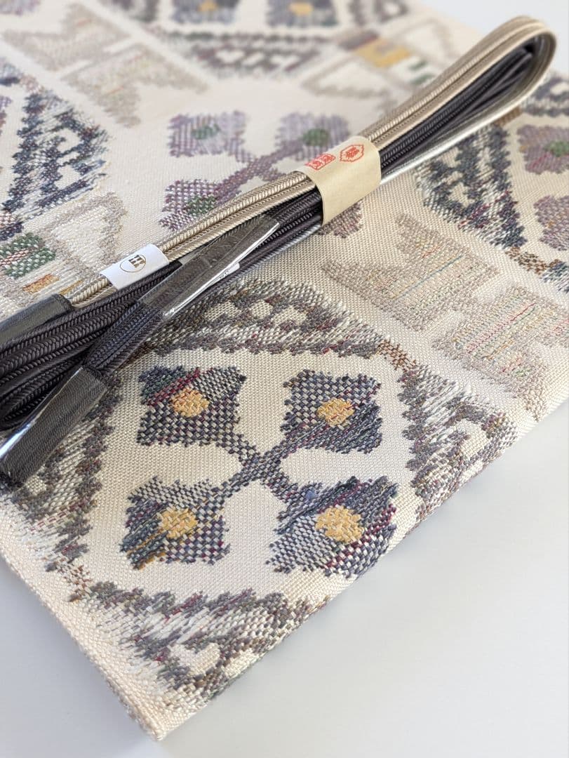 正絹鮫小紋両面染め袷お仕立て上がり、正絹西陣織織元帯屋捨松八寸名古屋帯