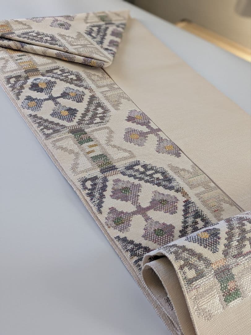 正絹鮫小紋両面染め袷お仕立て上がり、正絹西陣織織元帯屋捨松八寸名古屋帯