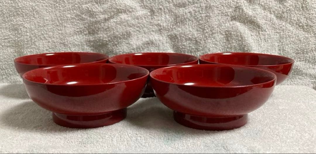 z*o様 新品未使用　琉球最古の老舗　角萬漆器　漆器 朱色　お椀　5個セット