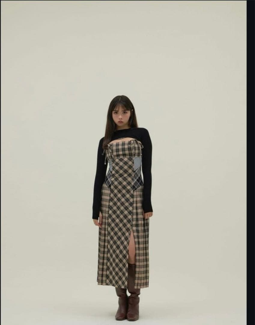 andmary Nadia check long dress アンドマリー